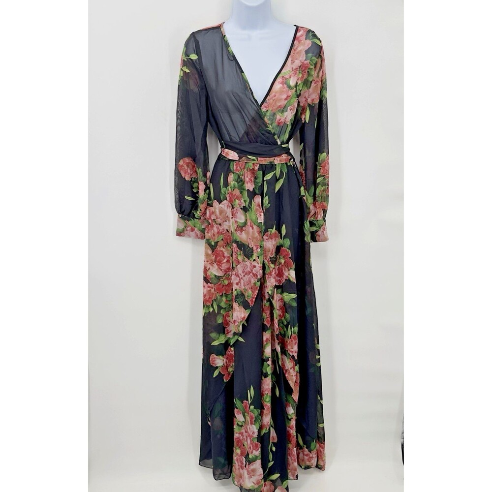 Floral Maxi Dress with Ruffled Detailing Size S Cottage Core Boho Vibes  Xtaren”
